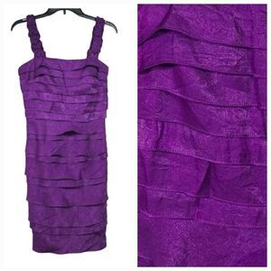 Sangria Shimmer Purple Satin Bridesmaid Formal Sheath Dress party cocktail Short